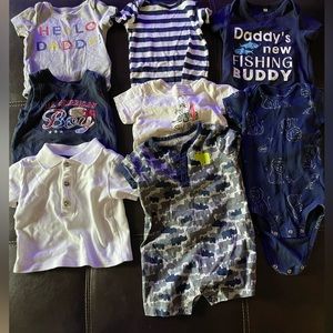 Baby boy onesie and shirts - 12 month - 8 in all.